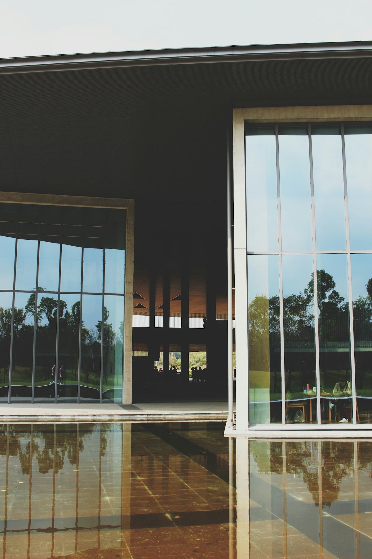 grey steel door with glass panel