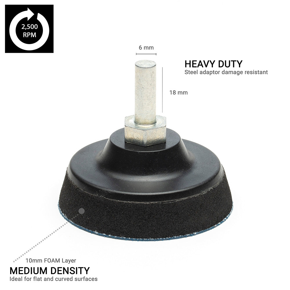 50mm ( 2") Spindle Pad PSA M6 - Black Foam Medium