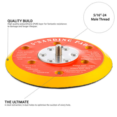 125mm ( 5") Dual Action Backing Pad 5/16"-24 - 6 holes - medium profile