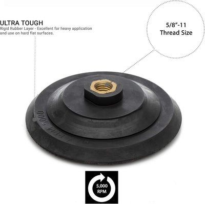 5/8"-11 Rigid Hook and Loop Backing Pad / 5" 125mm - Water Feed