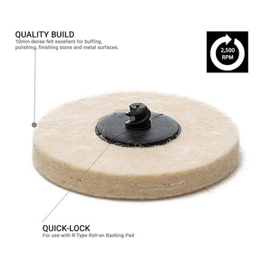 Quick-Lock Felt Buffing Pad / 3" (75 mm) - 3 pk Felt Pads