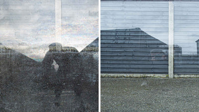 Window water stain removal before and after using GP-PRO Glass Polishing Compound