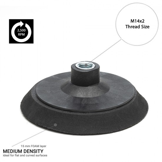 115mm ( 4.5") Rotary backing pad M14 - Black Foam Medium